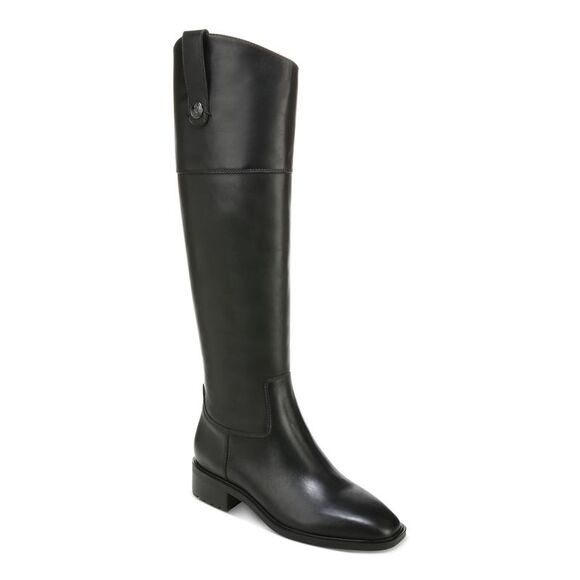 NWT SAM EDELMAN Womens Black Button Drina Almond Leather Riding Boot 9 M - Picture 1 of 5